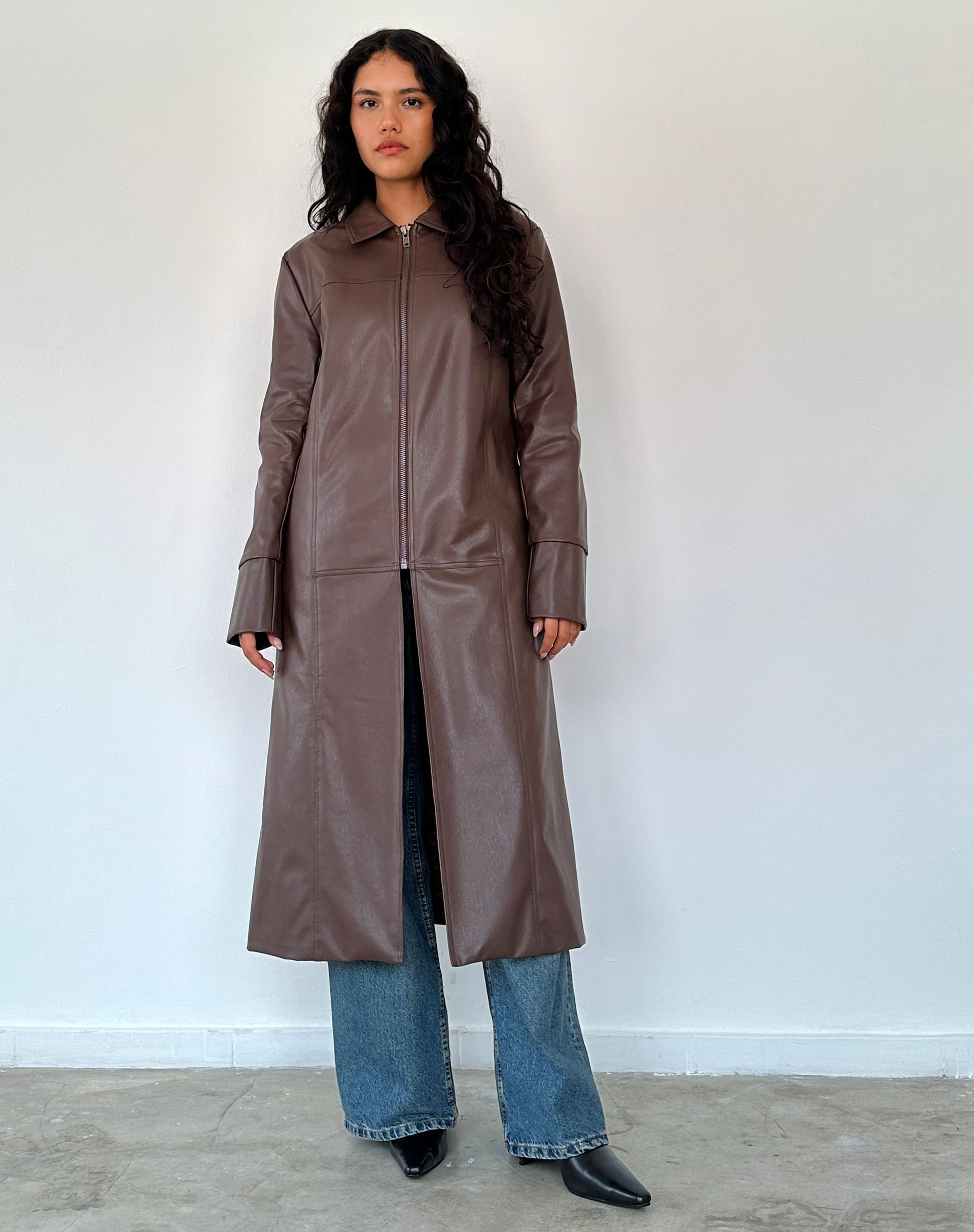 Pu best sale trench coat