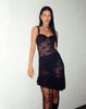 Image of Bernadette Unlined Asymmetric Midi Dress in Black Lace