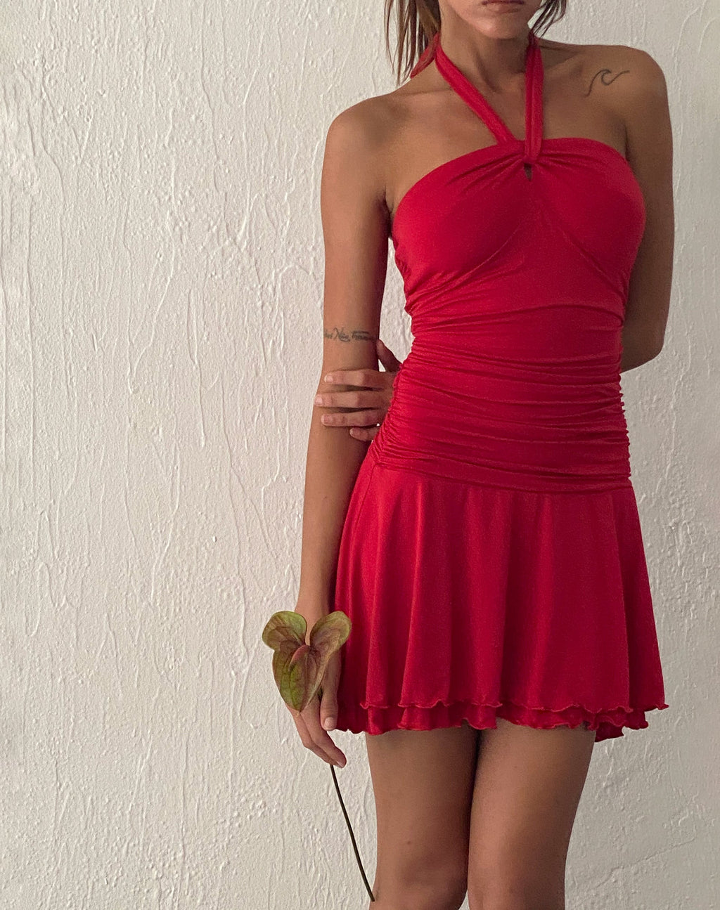 Robe mini dos nu bandeau Bibi en rouge