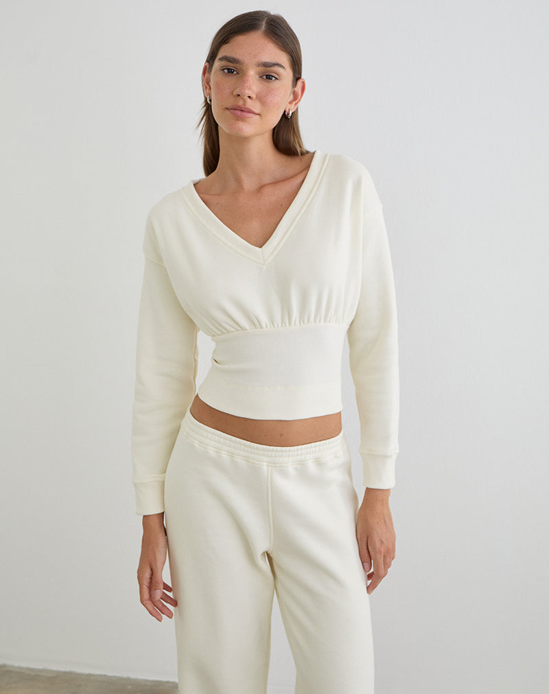 Image of Bigail V Neck Jumper in Winter White