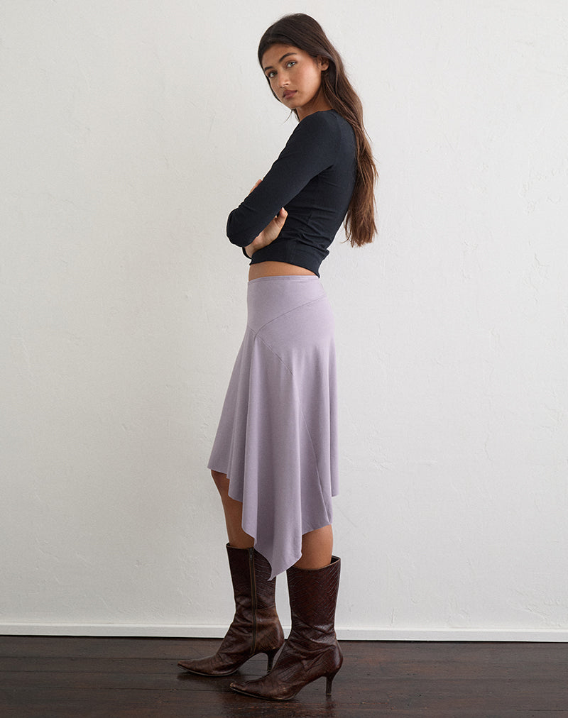 Image of Bilur Waterfall Midi Skirt in Grey Lavender