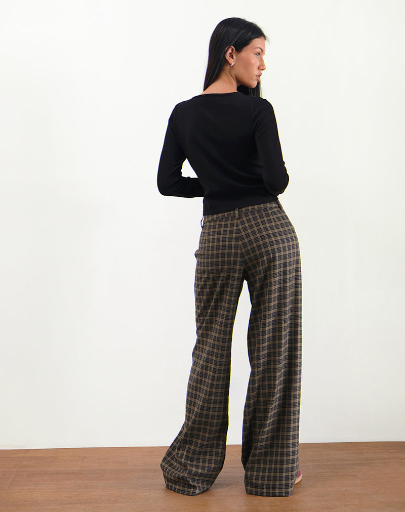 Image of Binar Trouser in Dark Brown Check