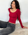 Image of Binlo Extra Long Sleeve Top in Adrenaline Red Rib