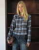 Image of Bintari Jacket in Wool Blue and Brown Check