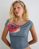 Image of Bisik Top in Grey with Big Petal Script