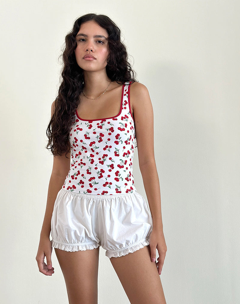 Cherry Print White Top | Blaira – motelrocks-com-eur