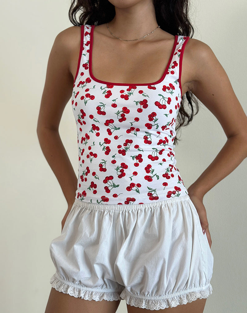 Image of Blaira Top in Cherry Print White