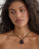 Image of Black Wrap Cord Necklace with Acrylic Flower
