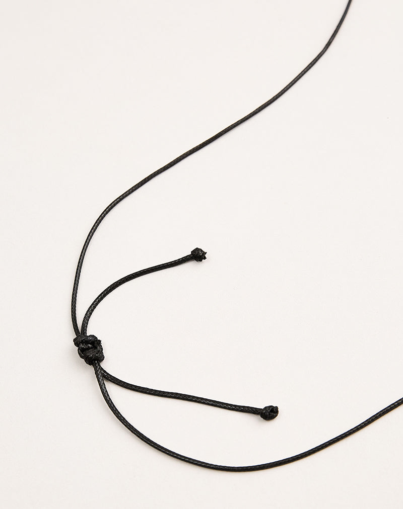 Image of Black Wrap Cord Necklace with Acrylic Flower