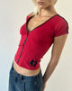 Image of Bona Top in Red with Black Zip and "42" Print