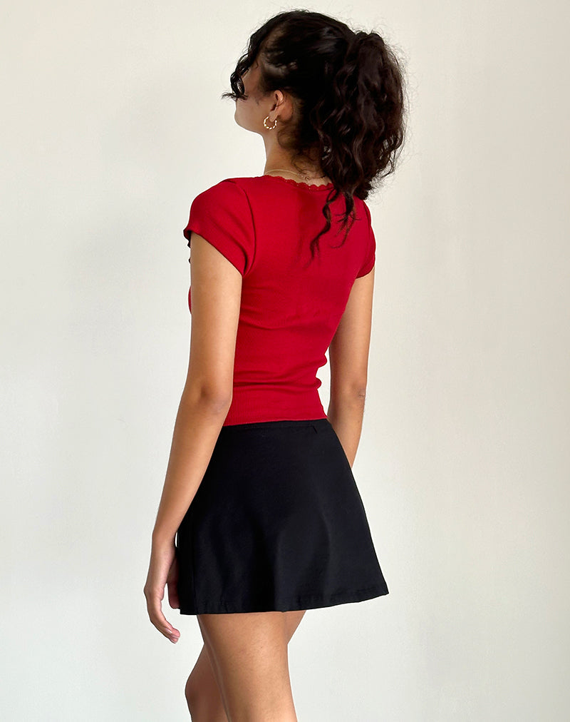 Image of Bovillo Cap Sleeve Top in Adrenaline Red