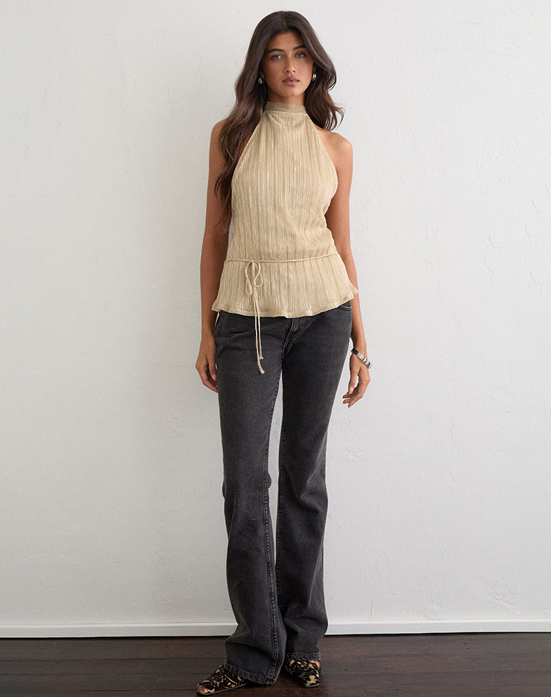 Image of Brienne Top in Shimmer Plisse Champagne