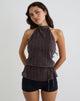 Image of Brienne Top in Brown Shimmer Sheer Plisse