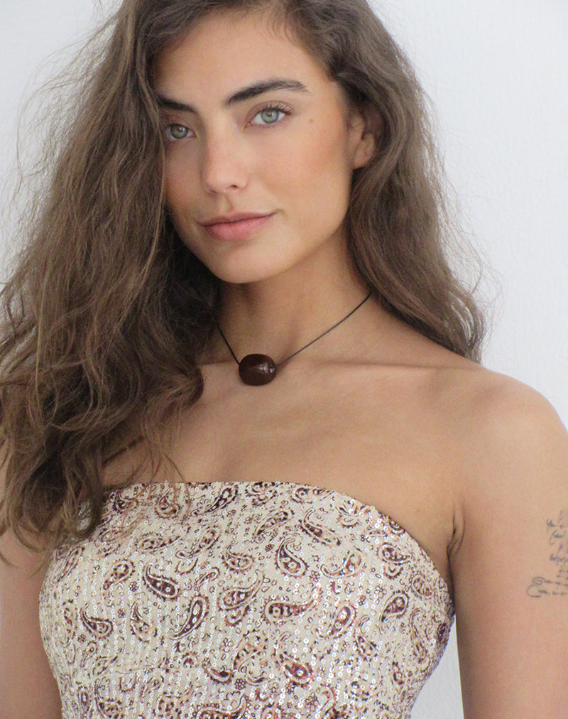 Image of Brilia Bandeau Top in Paisley Sequin Gold