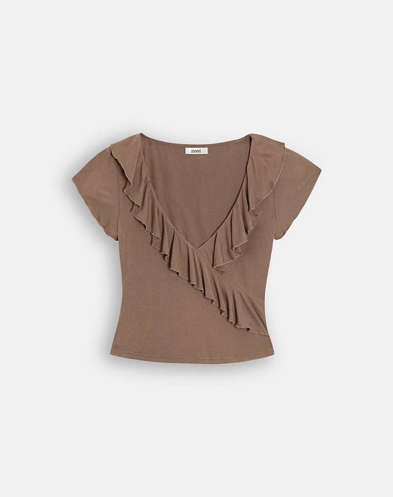 Image of Briona Top in Sheer Jersey Brown