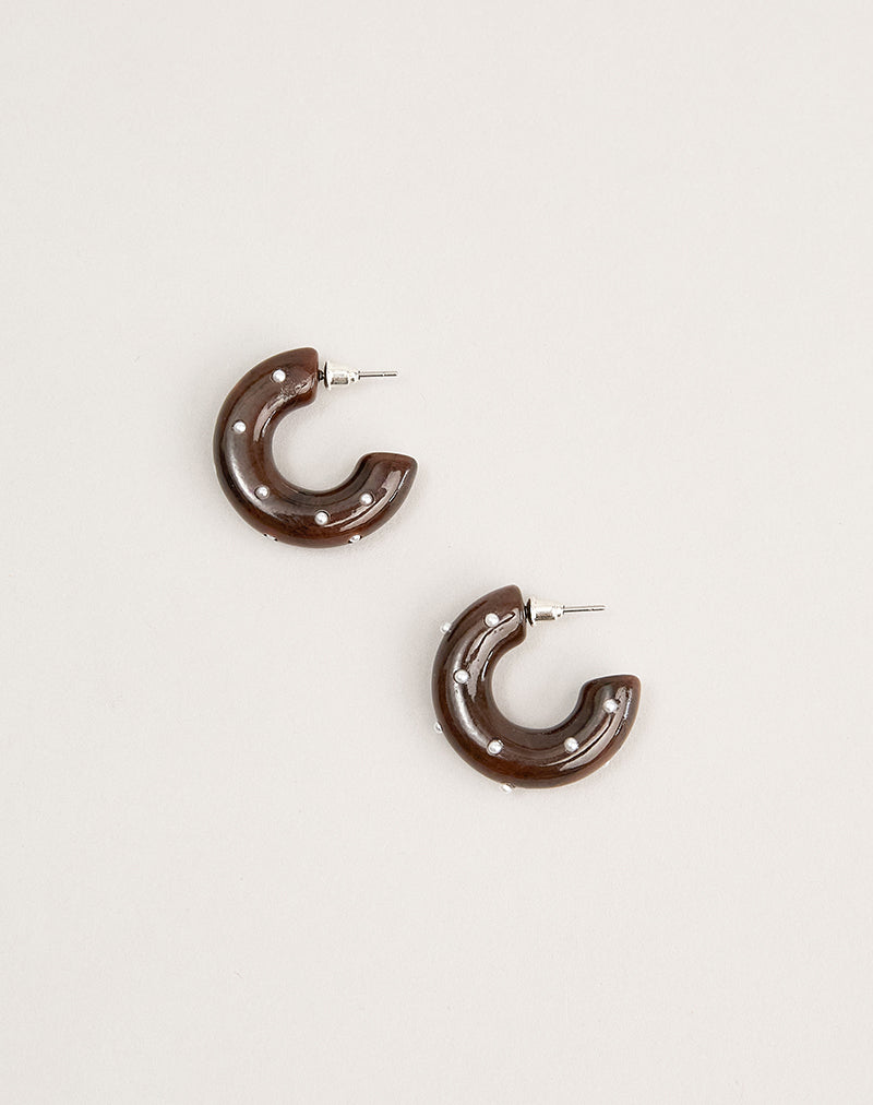 Image of Brown Hoop Earrings with Pearls