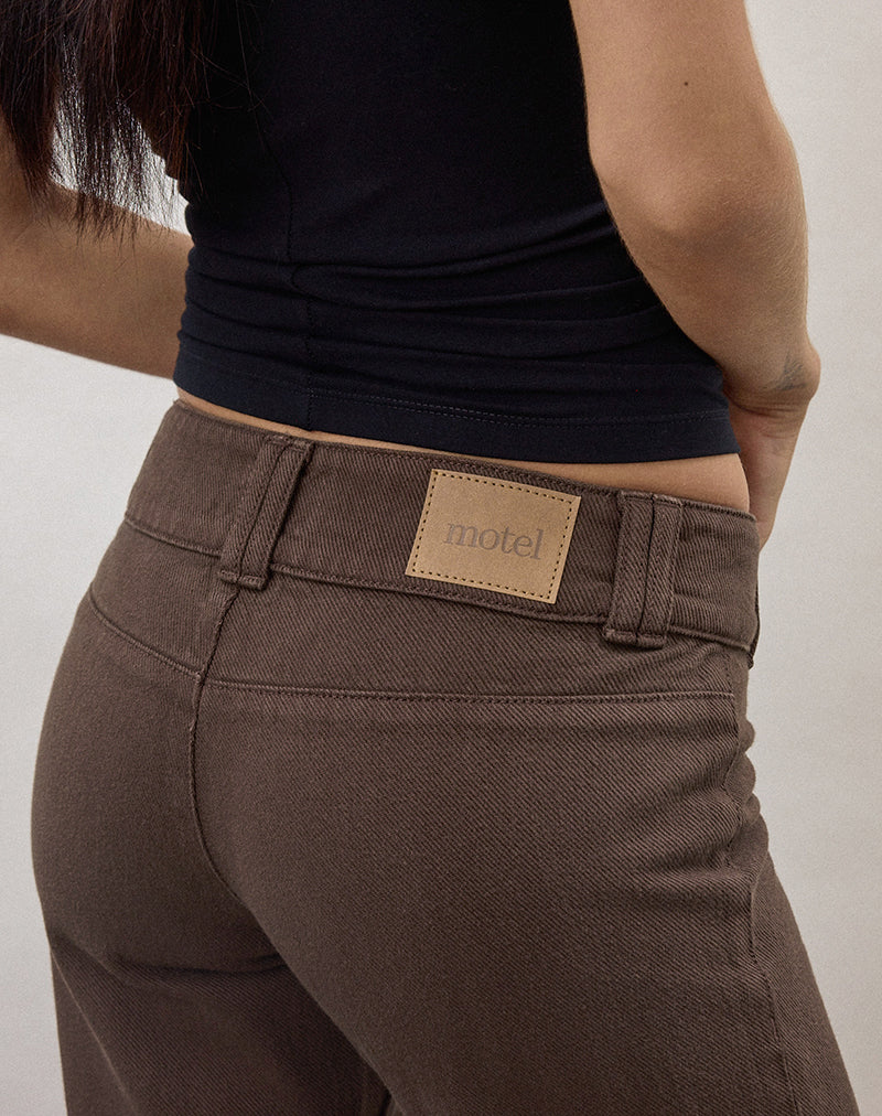 Image of Buckle Flare Trouser in Dark Brown