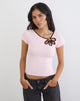 Image of Bunga Flower Cut Out Top in Light Pink with Bitter Chocolate Binding