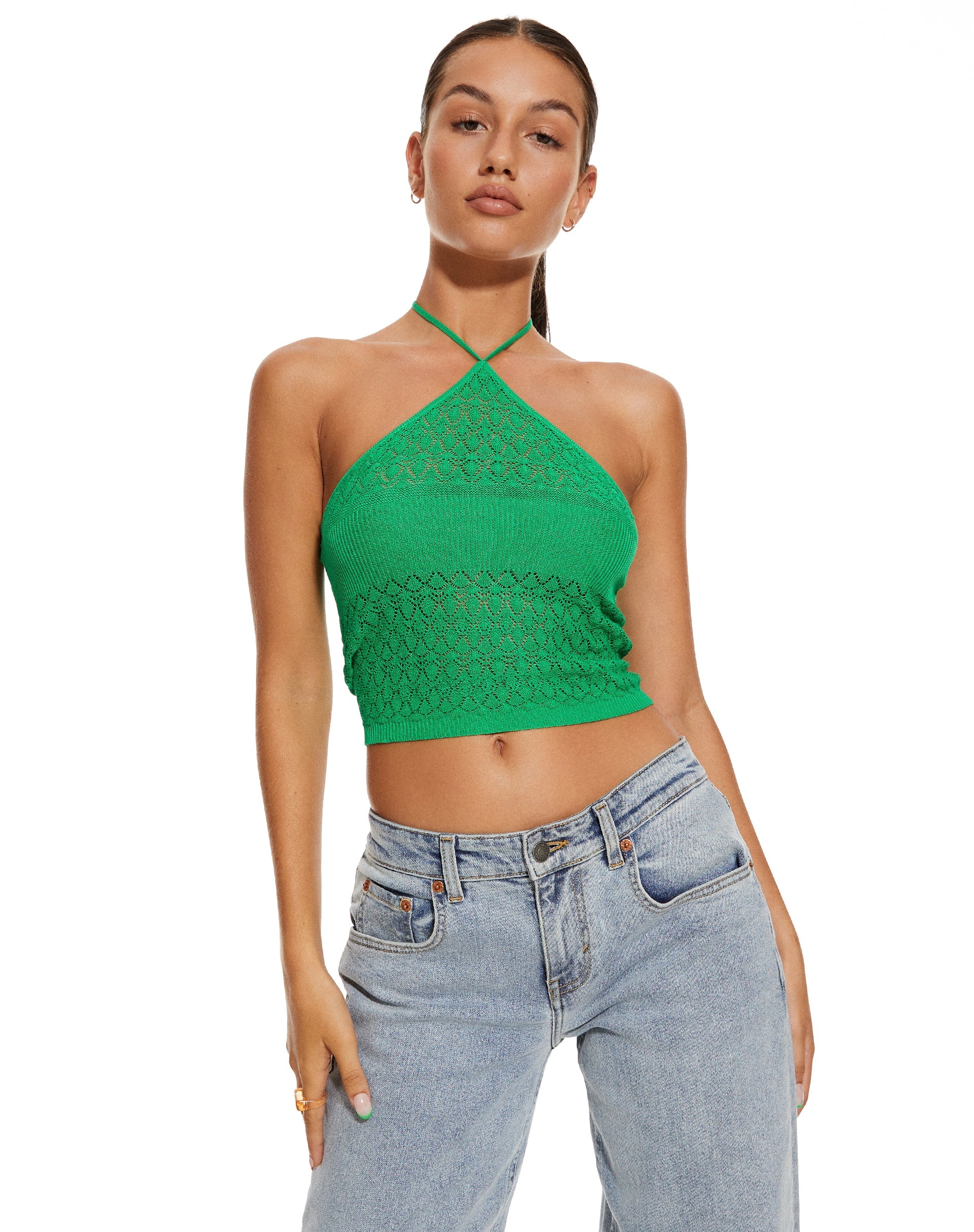 image of MOTEL X BARBARA Jinu Crop Top in Green