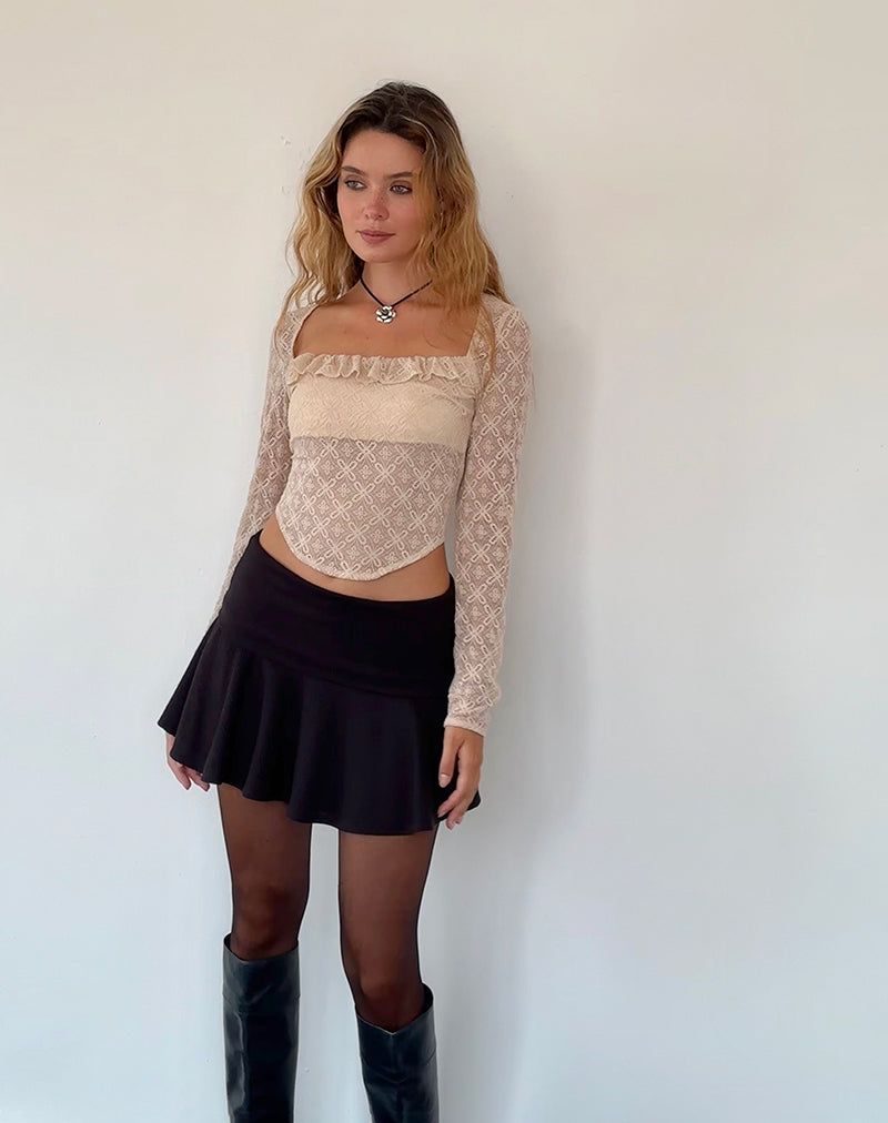 Image of Caelyn Long Sleeve Top in Textured Nude Lace