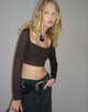 image of Calum Long Sleeve Top in Lightweight Pointelle Coffee