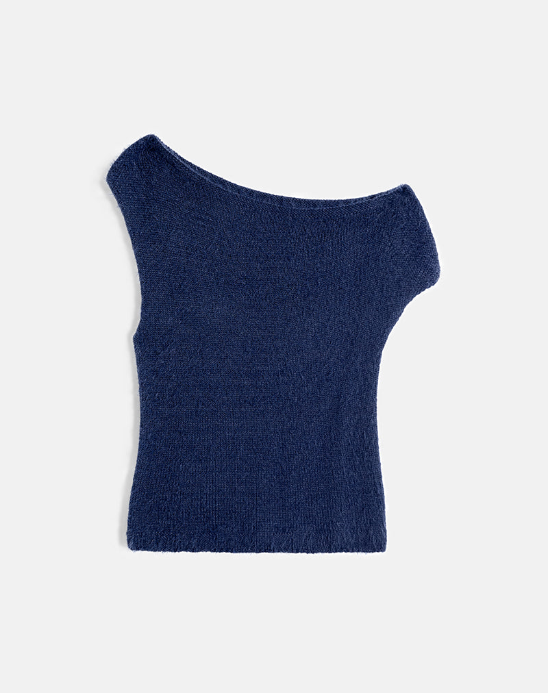 Image of Calyce Top in Fluffy Knit Navy