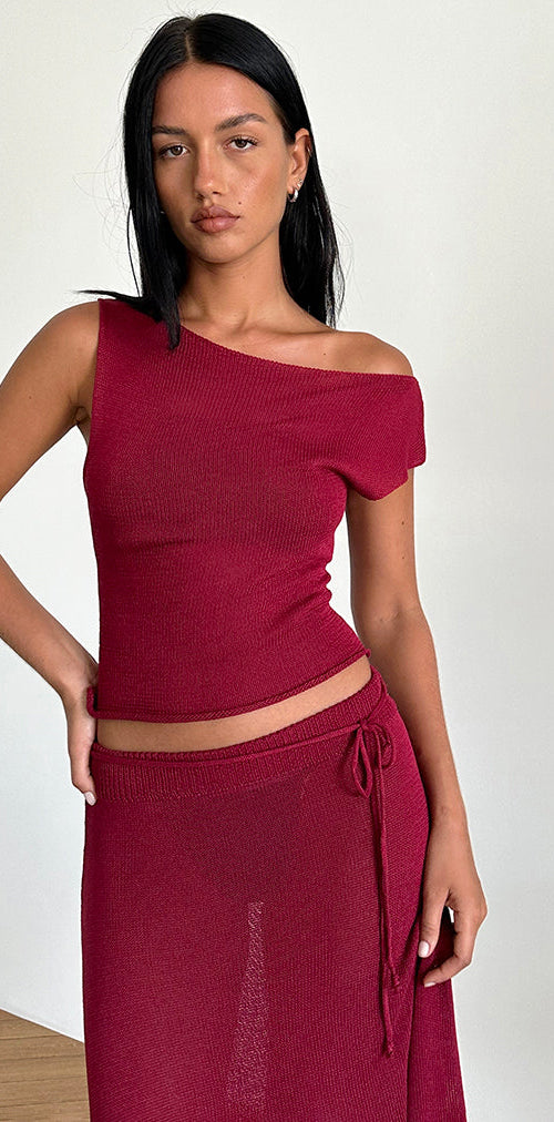 Image of Calypso Top in Sheer Knit Red