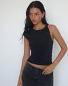 Image of Cambrie Asymmetrical Sleeveless Top in Black