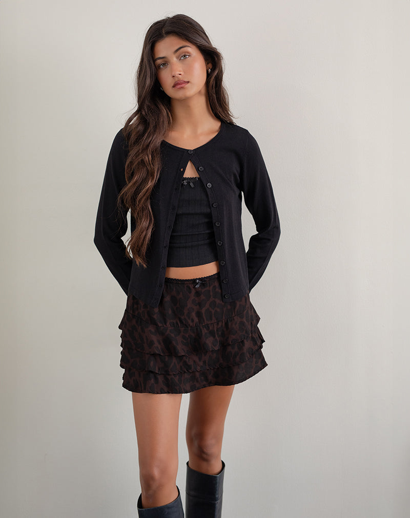 Image of Camigi Oversize Mini Skirt in Brown Jaguar Print