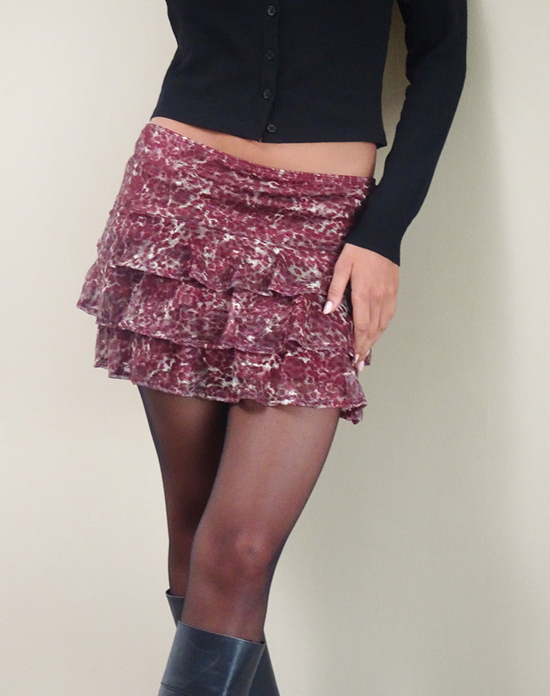 Image of Camigo Ruffle Mini Skirt in Abstract Leo Spot