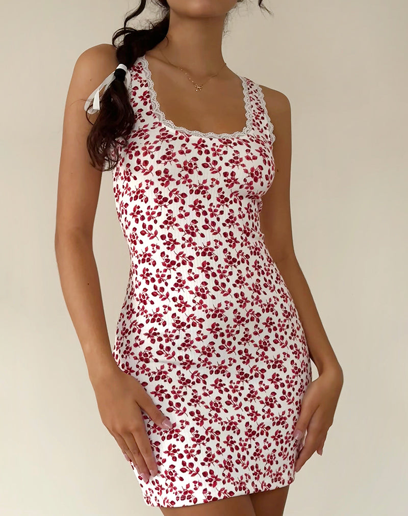 Robe Camina en Summer Strawberry blanc cassé