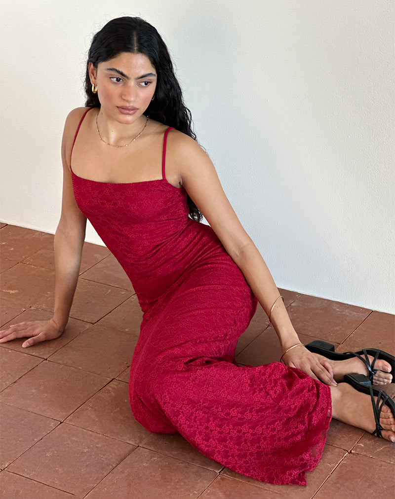image of Cantha Maxi Dress in Mari Lace Red