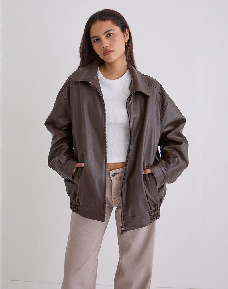 PU Bitter Chocolate Jacket | Cavita – motelrocks-com-eur