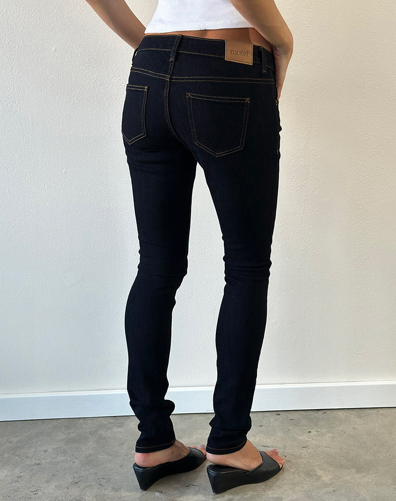 Image of Ultra Low Rise Stretch Skinny Jeans in Indigo