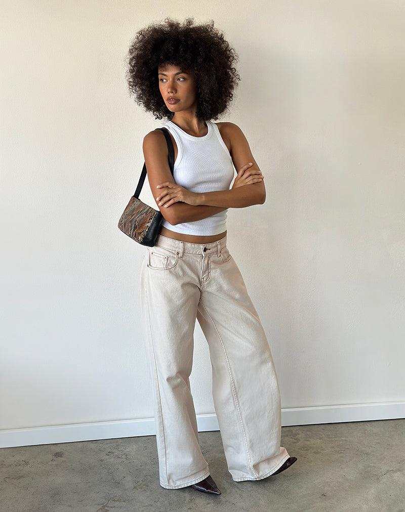 Image of Roomy Extra Wide Low Rise Jeans in Off White
