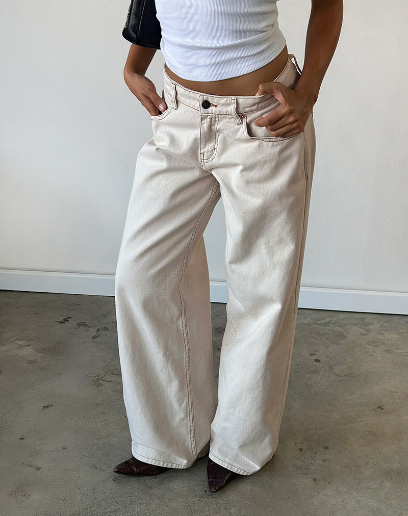 Image of Roomy Extra Wide Low Rise Jeans in Off White