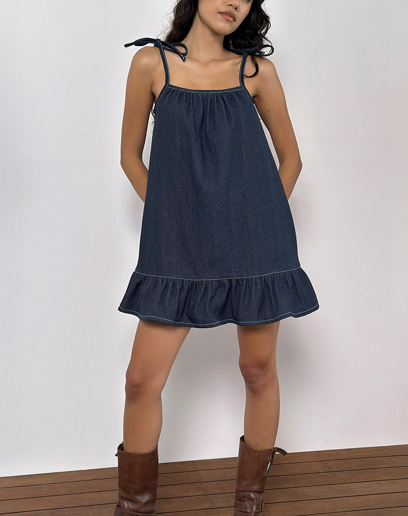 Image of Carlisle Mini Dress in Chambray Indigo