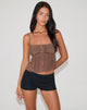 Image of Carmina Tie Front Top in Mesh Brown