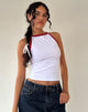 Image of Carti Vest Top in White with Red Binding