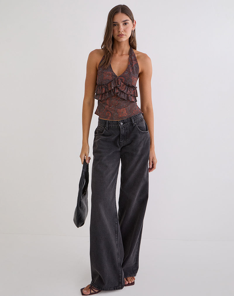 Image of Casoya Top in Chiffon Royal Paisley Burgundy