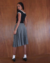 Image of Catelyn Wrap Pleated Midi Skirt in Grey Check