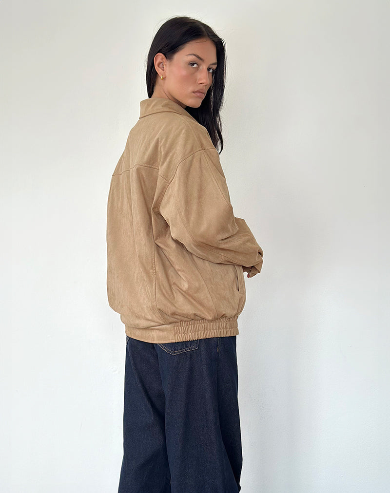 Image of Cavita Jacket in Faux Suede Tan