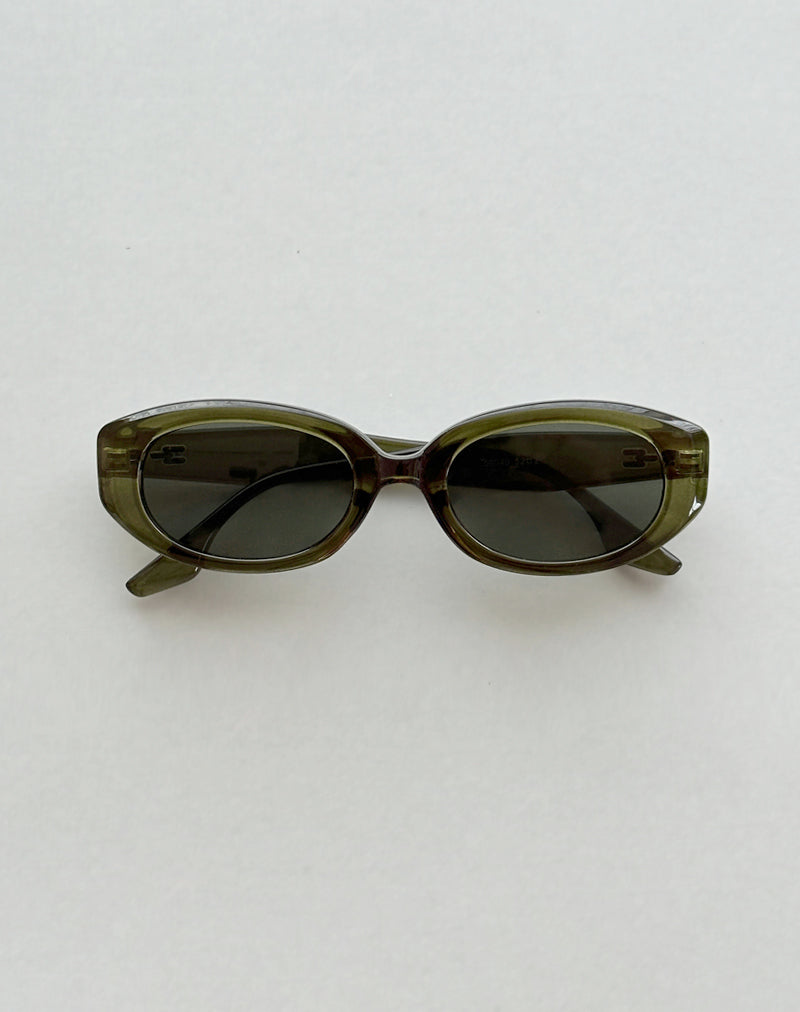 Image of Chelonia Oval Sunglasses in Dark Olive