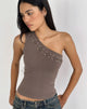 Image of Chivago Cross Lace Up Top in Coffee Quartz