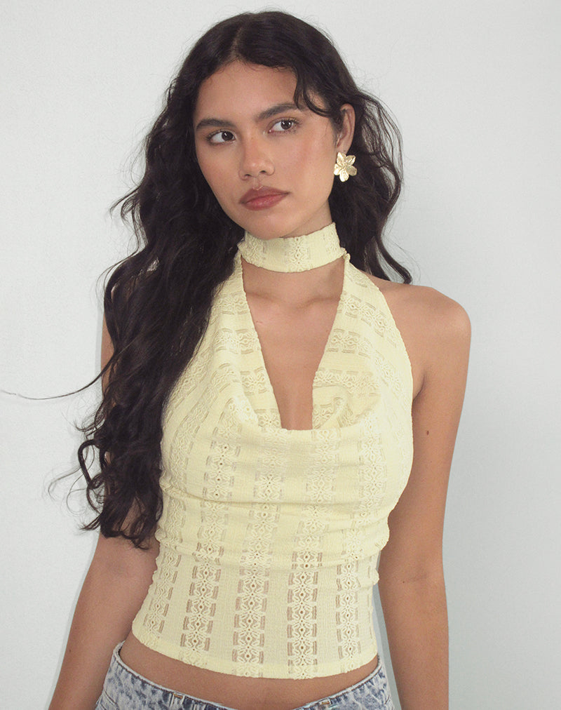 Image of Chupa Top in Broderie Flower Lace Lemon