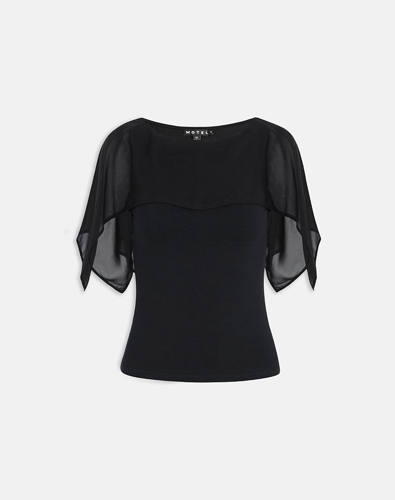 Image of Cirata Top in Rayon Jersey Chiffon Black