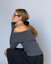 Image of Circe Knitted Bardot Jumper in Dark Charcoal