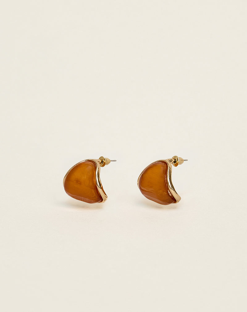 Image of Circular Brown Acrylic Stud Earrings