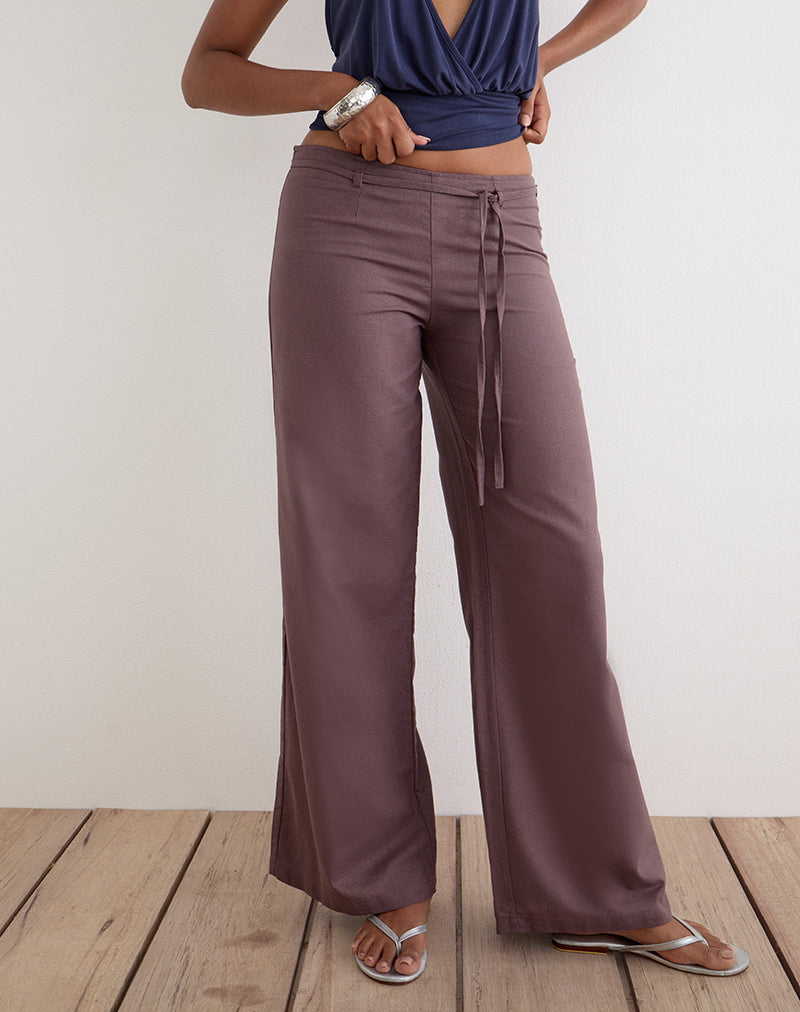 Image of Cisaw Trouser in Linen Deep Taupe Brown