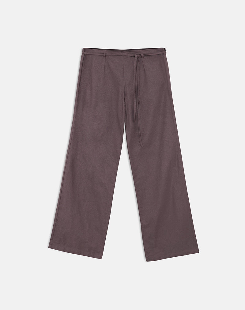 Image of Cisaw Trouser in Linen Deep Taupe Brown